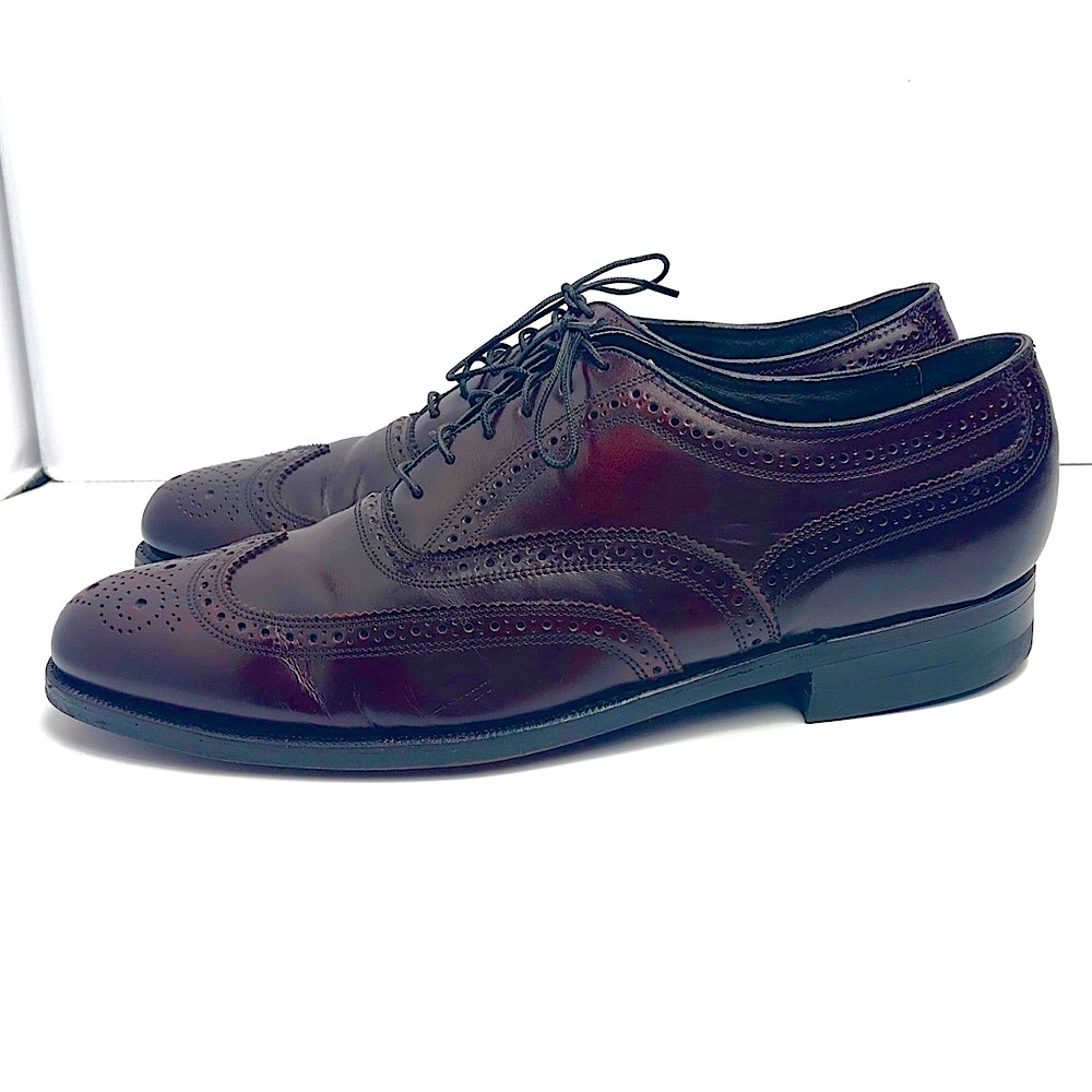 THE FLORSHEIM SHOE Lexington wingtip VINTAGE oxford MENS 9 in EUC dark burgundy
